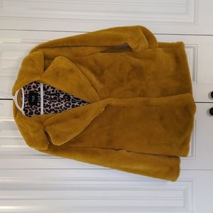 Mustard yellow Talie faux fur coat